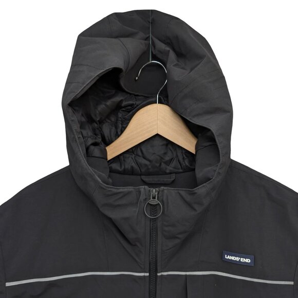 Lands End Squall Hooded Jacket Mens Black Full Zip Lined Insulated Size S - Picture 4 of 12